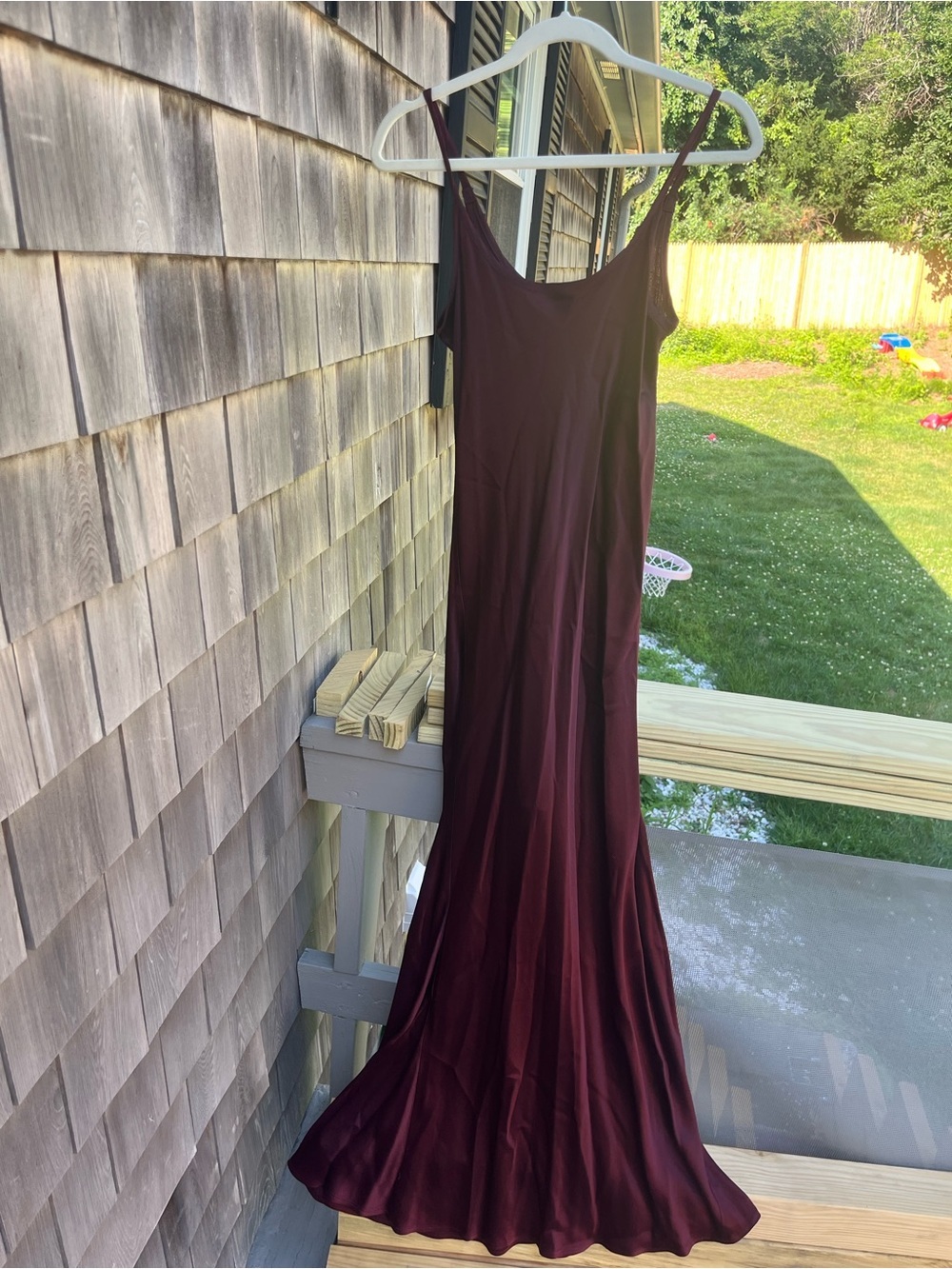 Slip Dress, Burgundy Red Women's Long Evening Gown, Size Medium